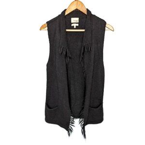 NWOT Wilfred Free Black Fei Fei Fringe Open Vest - Alpaca Blend - No Belt